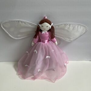 Pottery Barn Kids hanging Fairy with Butterfly Wings pink tulle dress with bows